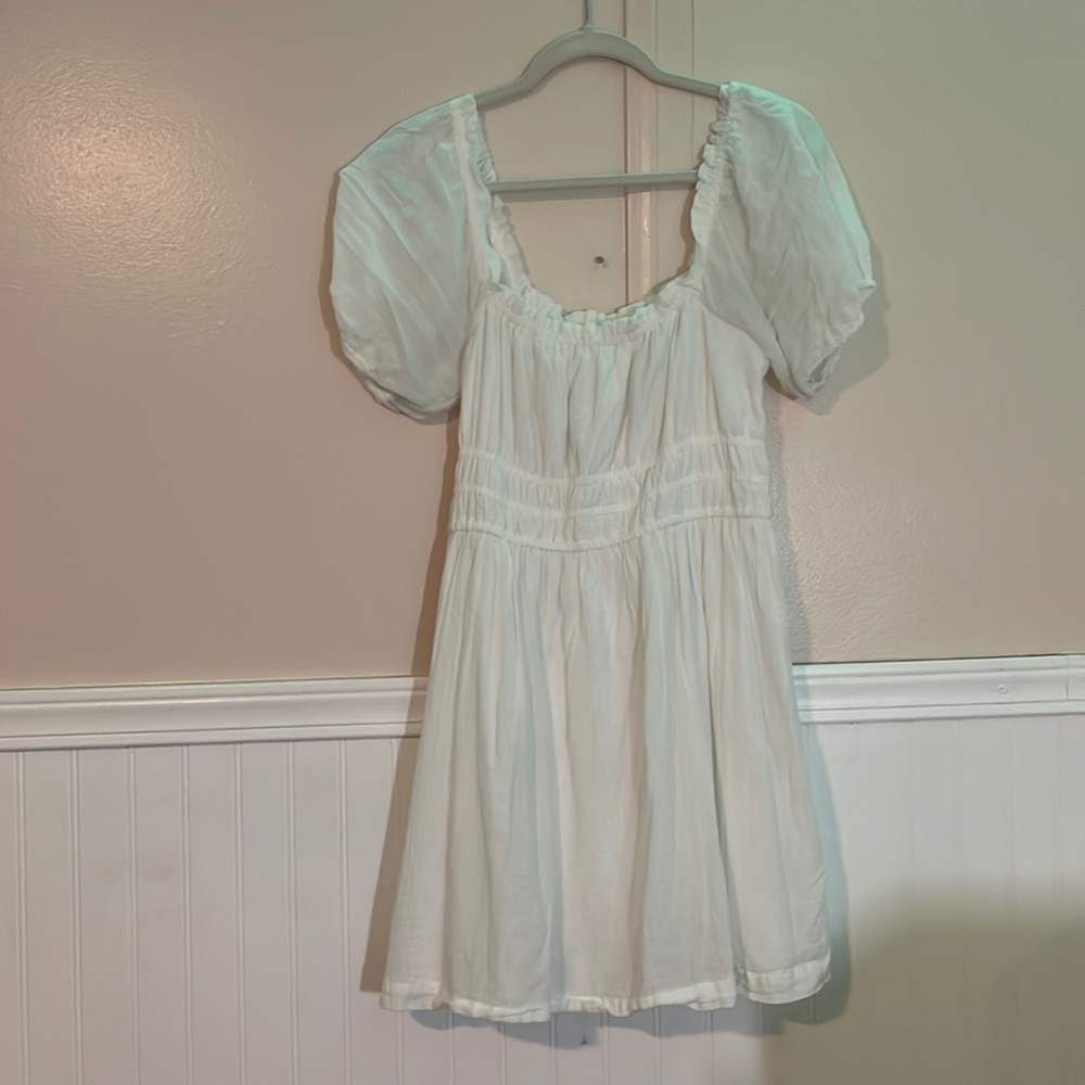 B.P WHITE RUFFLED MINI DRESS